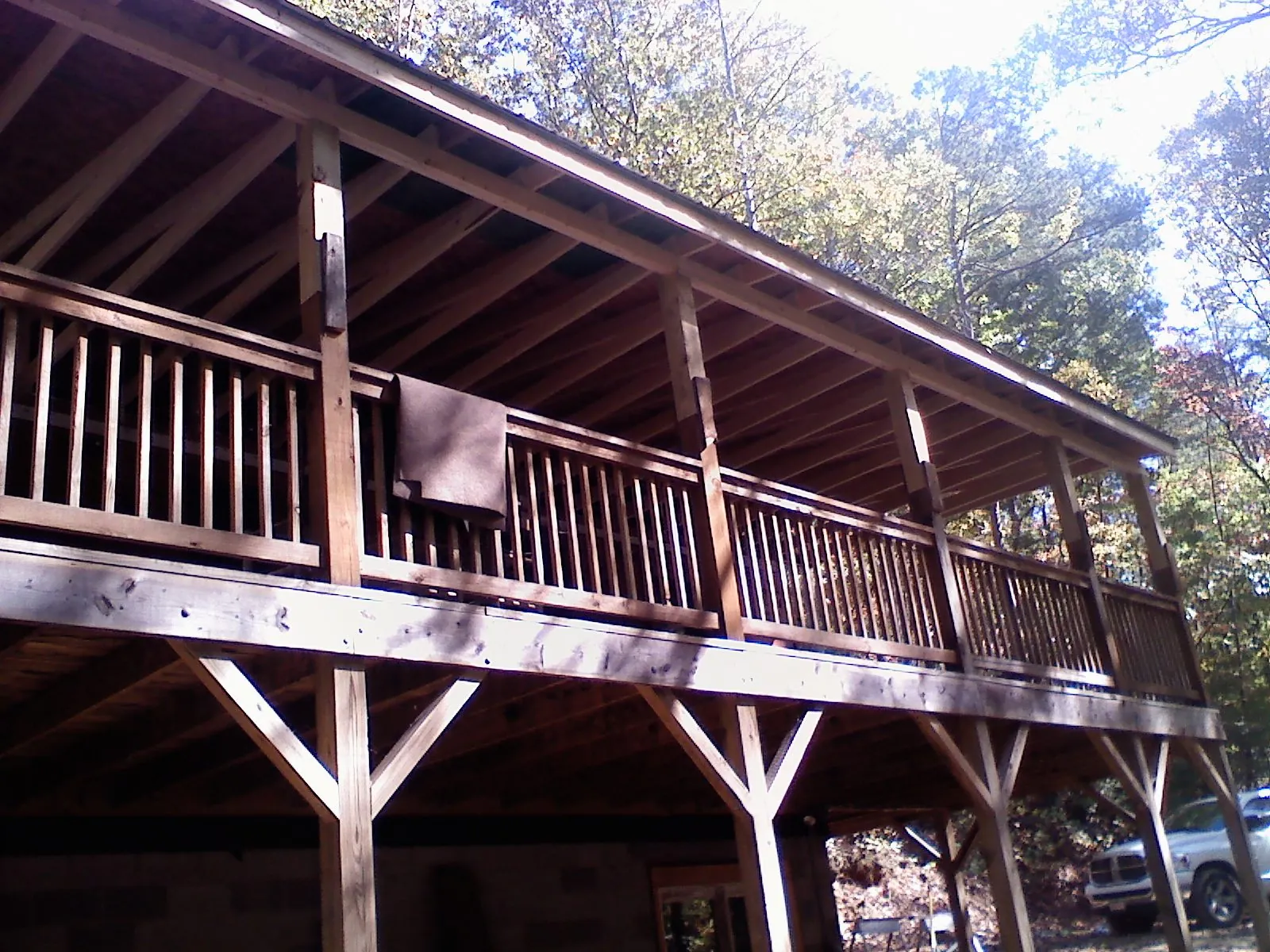 Timber framing under a new elevated porch and deck — Roof Leak Repair in Easley by Roofing Brothers